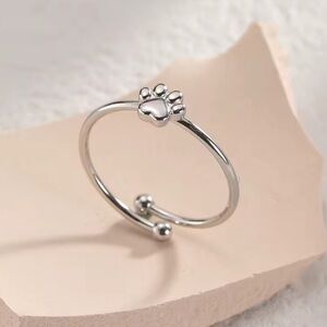 Silver Paw Print Ring